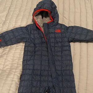 The North Face Navy Snowsuit with Red Trim